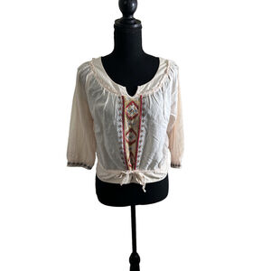 RAGA Women's Lightweight Pink Blouse w/ Embroidered Front Detailing